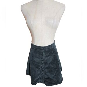 Brandy Melville Black Corduroy Button-Up Mini Skirt